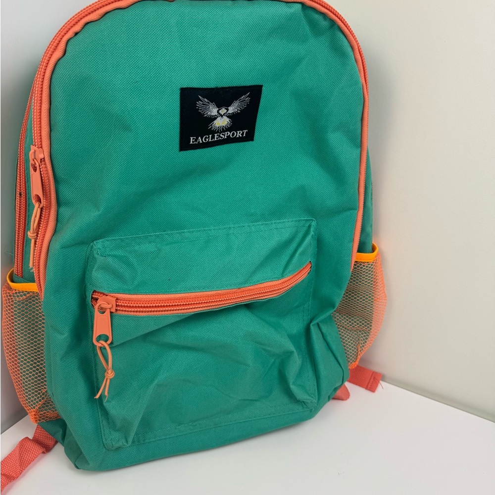 Vibrant Green and Orange Backpack‎ with Classic Design
